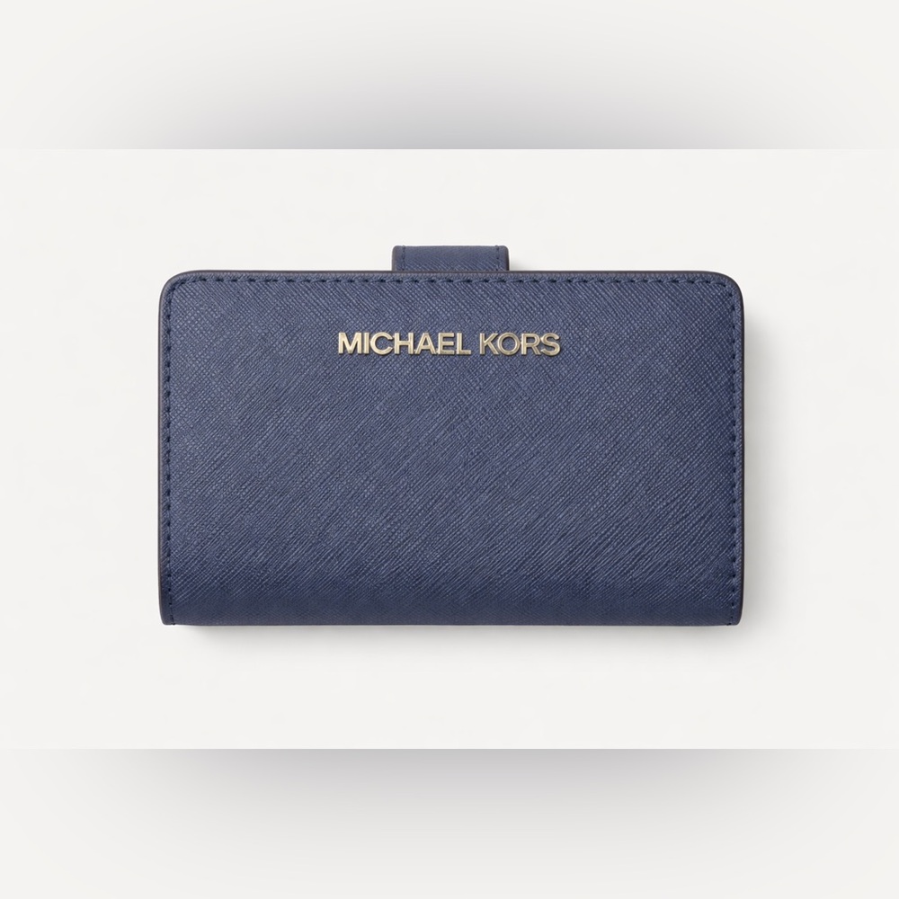 Michael Michael Kors Jet Set Travel Navy Leather Zip Wallet | NWT
